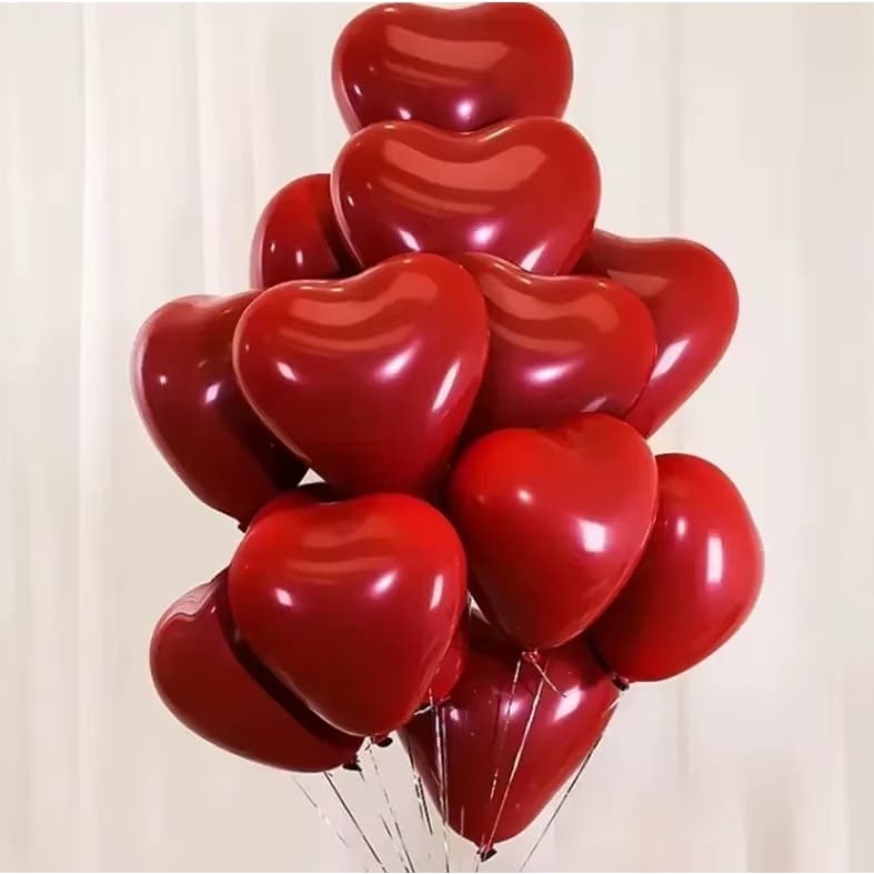 Balões - Bexiga De Látex Com Coração 10' Vermelho, 10/20 Peças, Para Dia Dos Namorados, Festa De Casamento, Aniversário