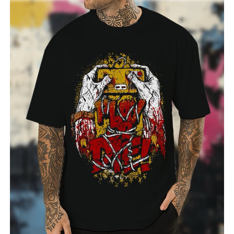 Camiseta Preta Unissex Estampa I Love You To Death Terror Dark Rock
