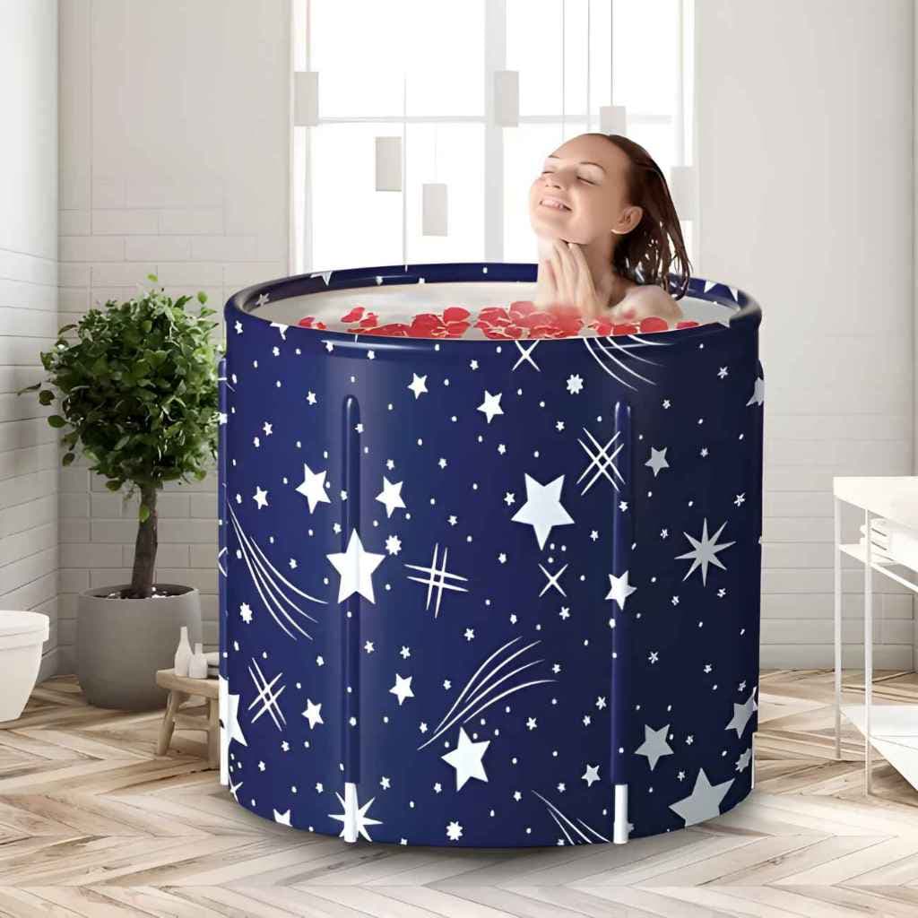 Banheira Ofurô Dobrável para Adultos SPA Relaxante Ofurô Portátil Armazenamento Fácil