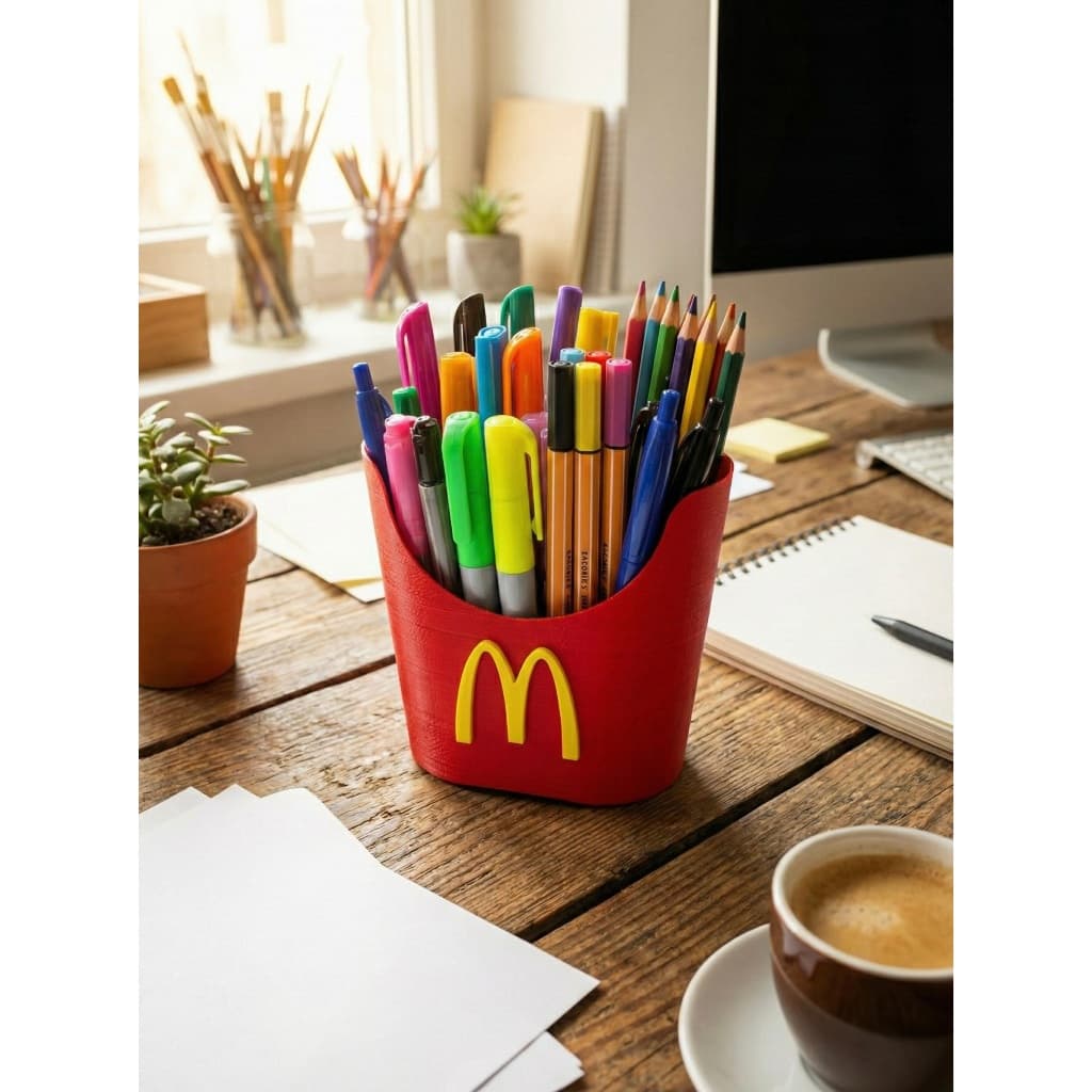 Porta Canetas Criativo Estilo Fast Food | Organizador de Mesa