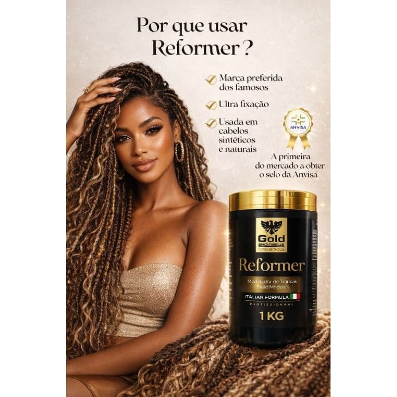 POMADA MODELADORA REFORMER PARA TRANÇAS BOX BRAIDS NAGÔ BABY HAIR 500G GOLD SHOW