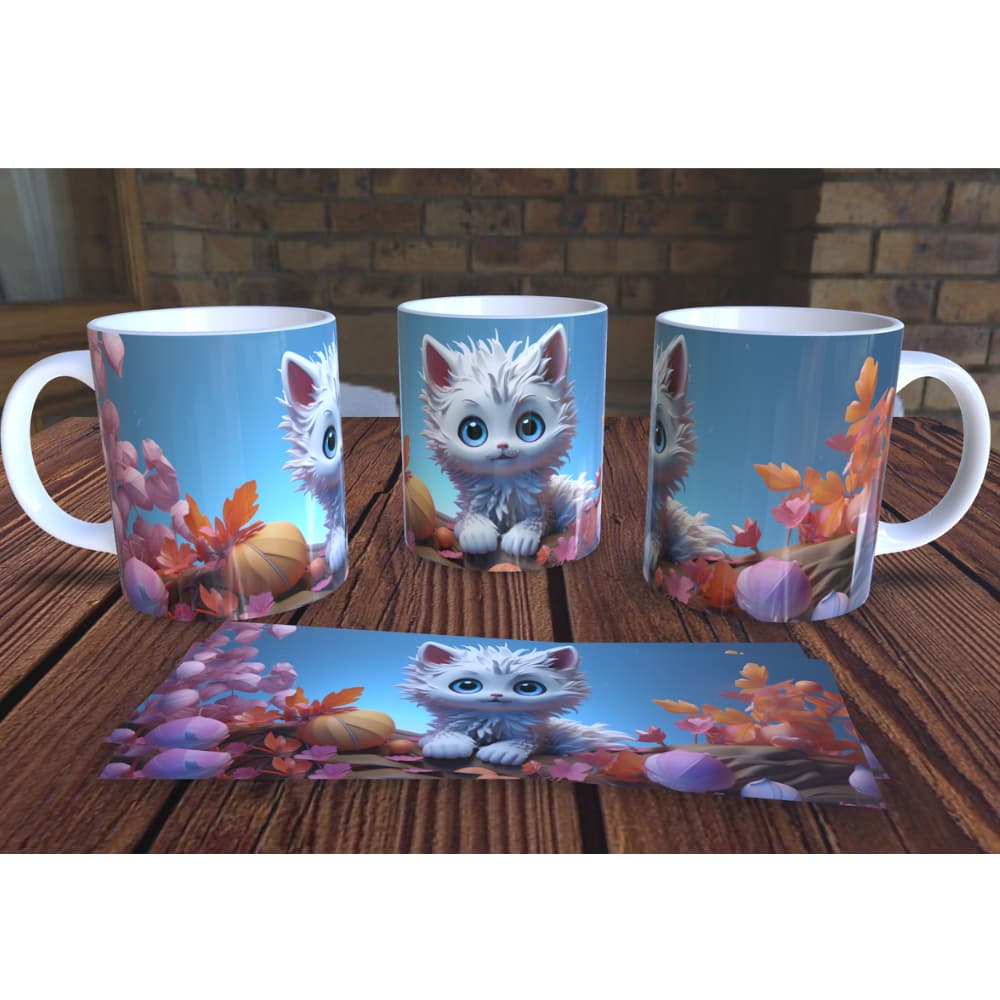 Caneca Xícara de Cerâmica Gato 3D Illusion - Presente Criativo e Decorativo