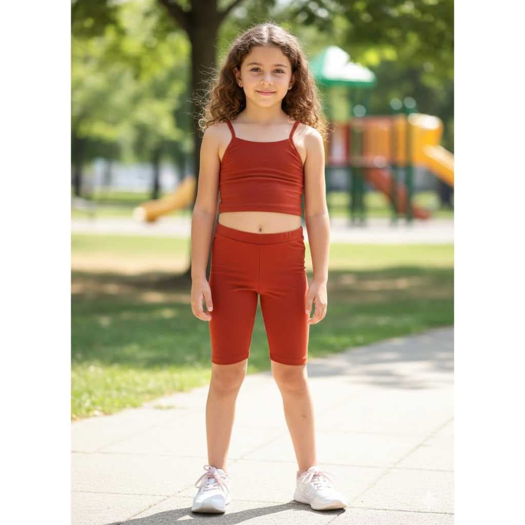 Conjunto De Academia Infantil Feminino Top E Short Poliamida tamanhos 1 ao 14