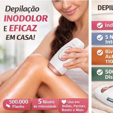 Depilador Luz Pulsada IPL Indolor 500.000 Flashs |Remoção de Pelos Bivolt Elétrico Feminino
