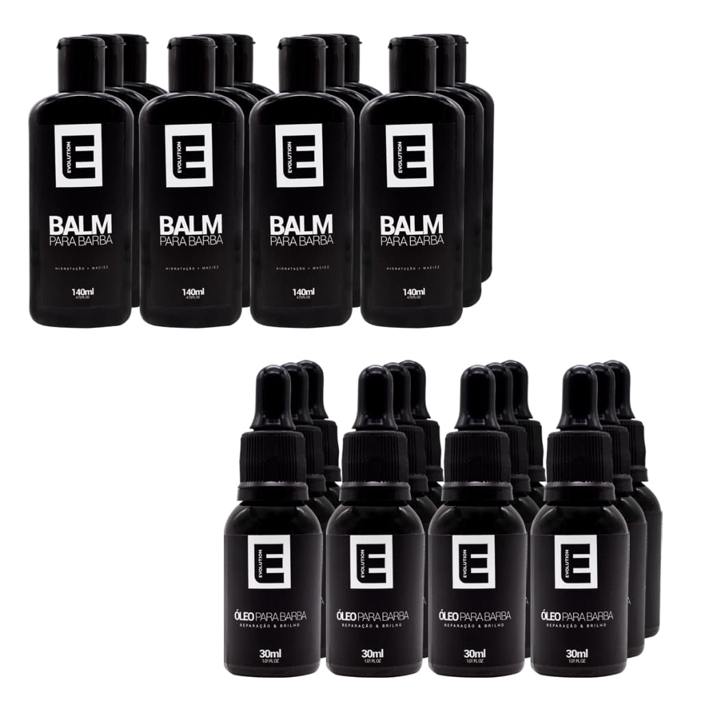 6 BALM PARA BARBA 140ml + 6 ÓLEO PARA BARBA 30ml EVOLUTION BARBER