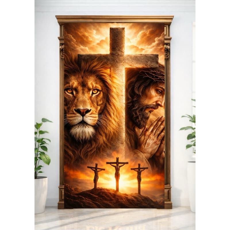 Capa de Porta Decoração Cristão Religioso 0,85x2,10m