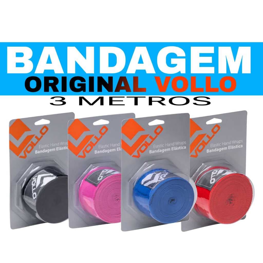 BANDAGEM VOLLO 3 e 5 METROS - BOXE, MUAY THAI, KICK BOXING, MMA LUTAS ELASTICIDADE VELCRO LUVA ATADURA