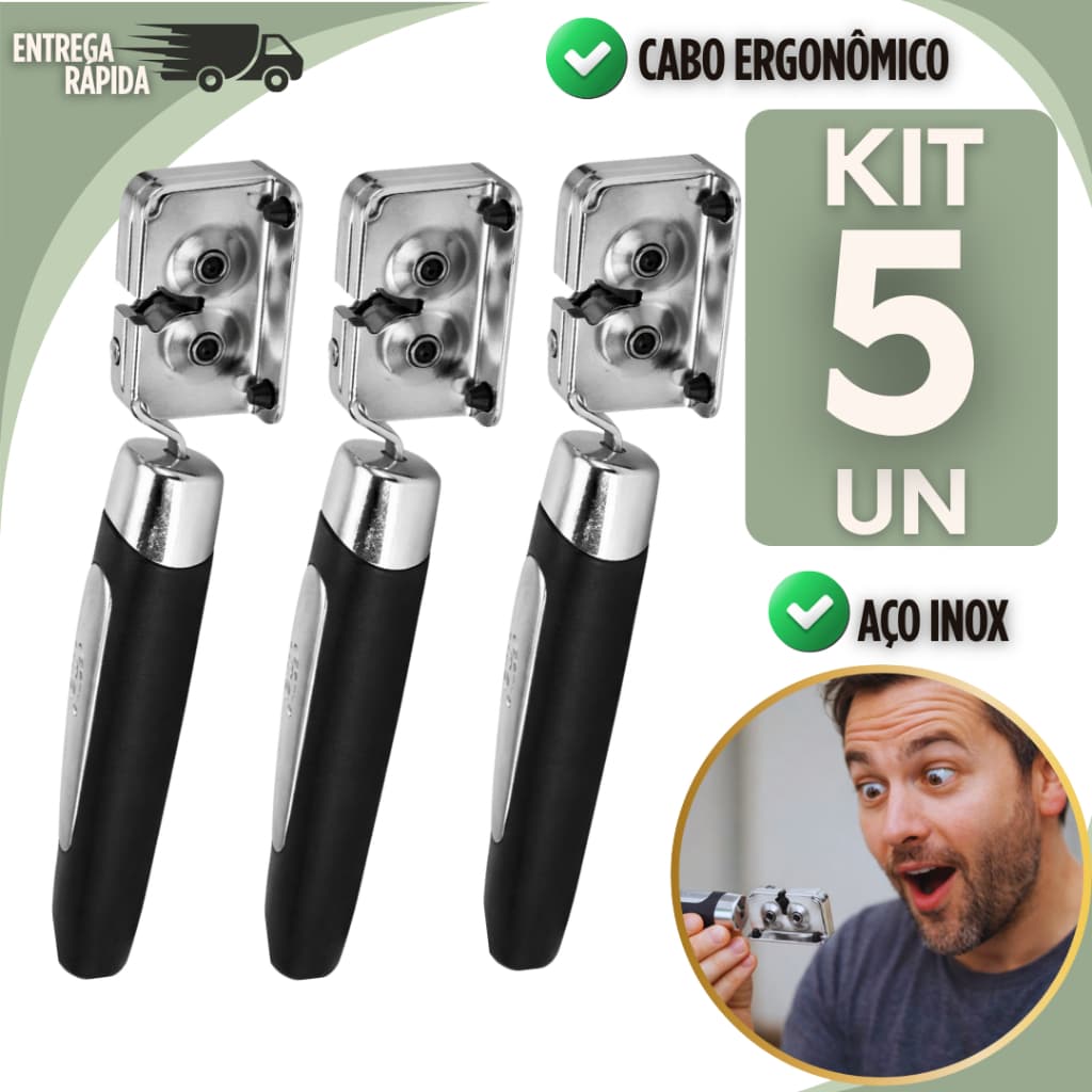 Kit 5 Afiadores Amolador de Facas Manual Inox Profissional Cabo Ergonômico Antiderrapante