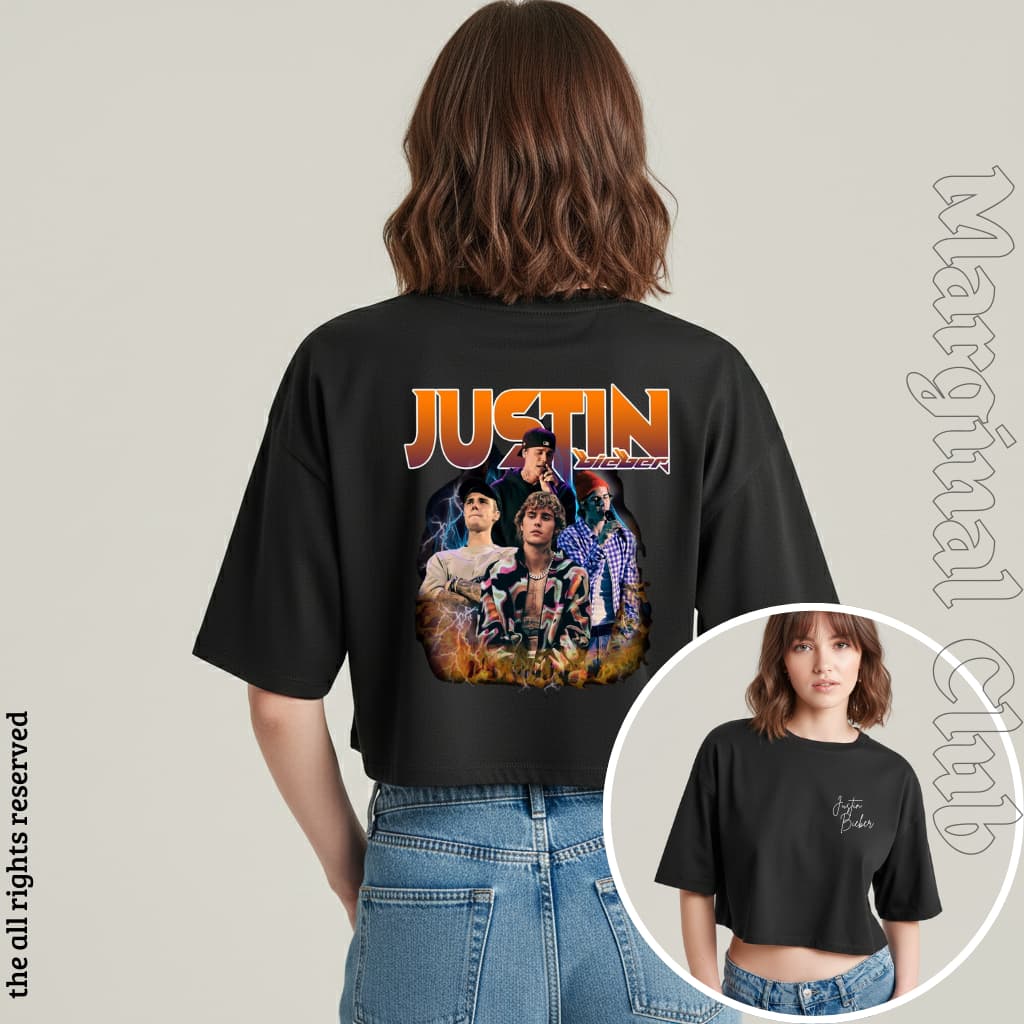 Cropped Feminino Justin Bieber Vintage Fire - 100% Algodão Premium
