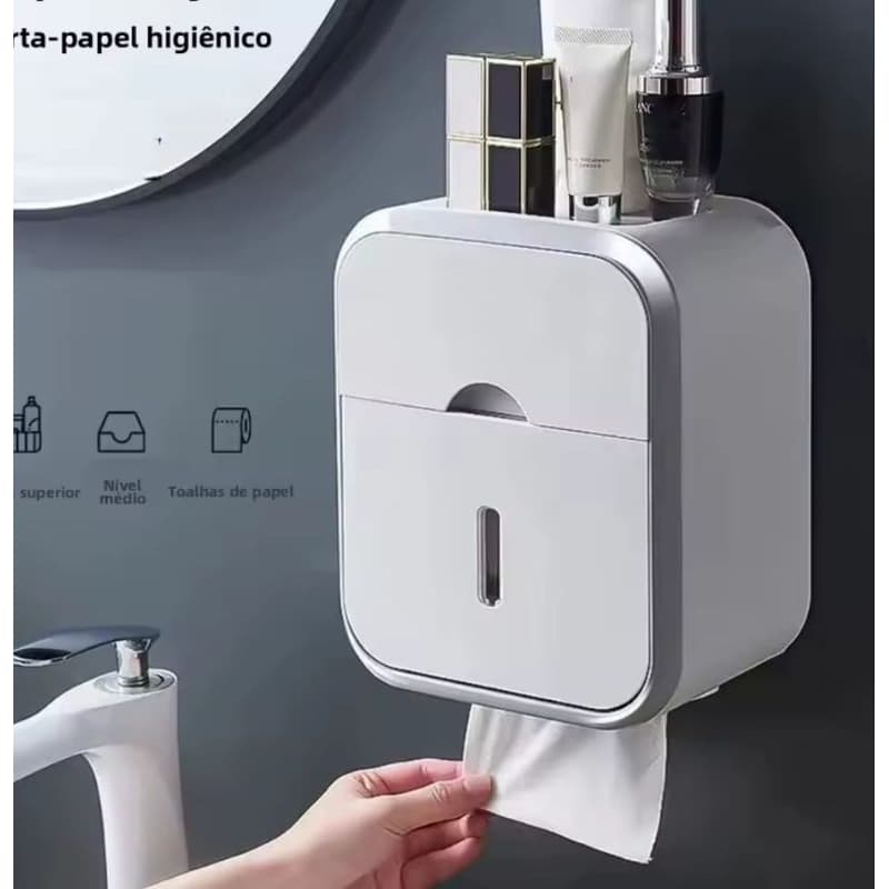 Suporte de Papel Higienico Organizador parede Prova de Água Sem Parafuso