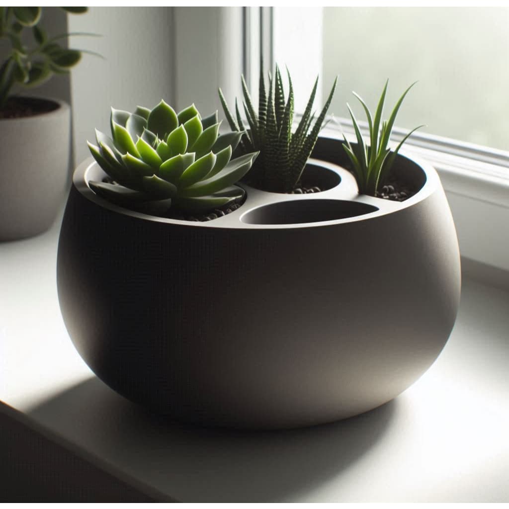 Vaso para suculentas com vazão para água maciço