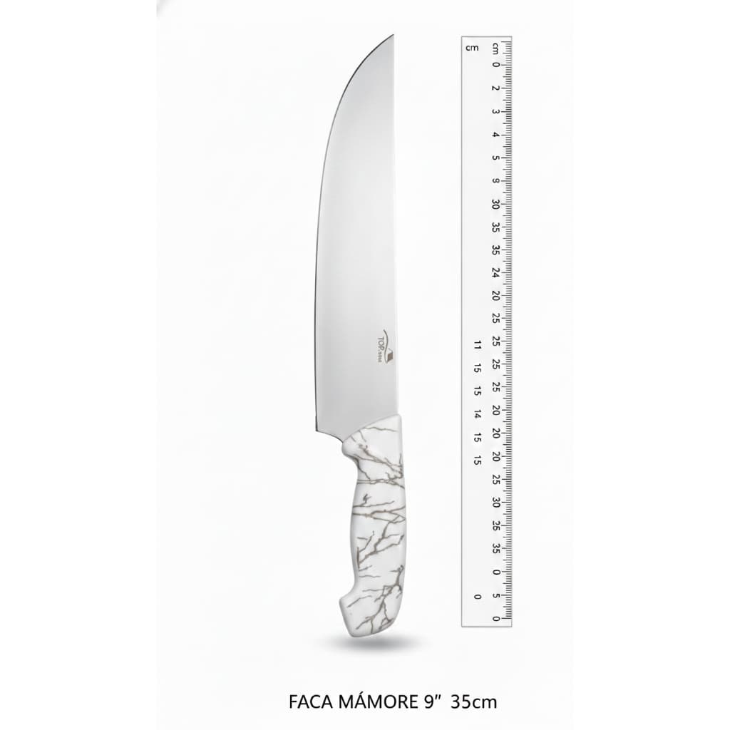 Faca Chef TOP Casa Platinum 9" – Lâmina em Inox de 35cm com Cabo Marmorizado Premium