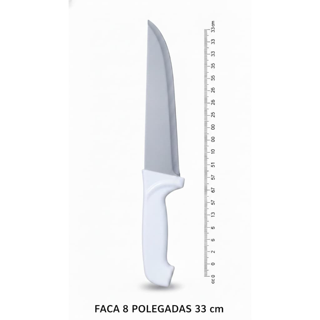 Faca Chef TOP Casa Profissional 8" – Lâmina em Inox 33cm com Cabo Ergonômico Branco