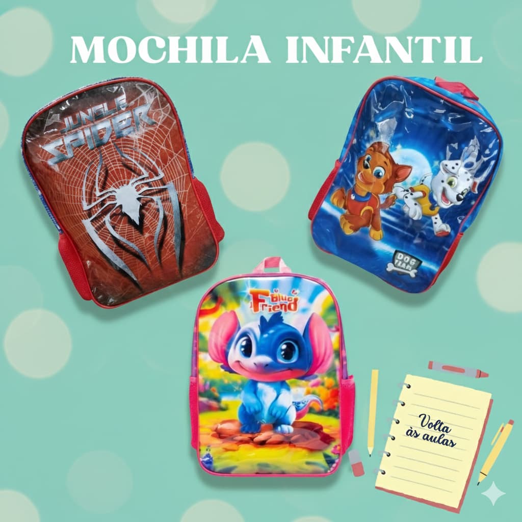 Mochila Infantil Escolar Reforçada Kids Volta às Aulas Promoção 🎒