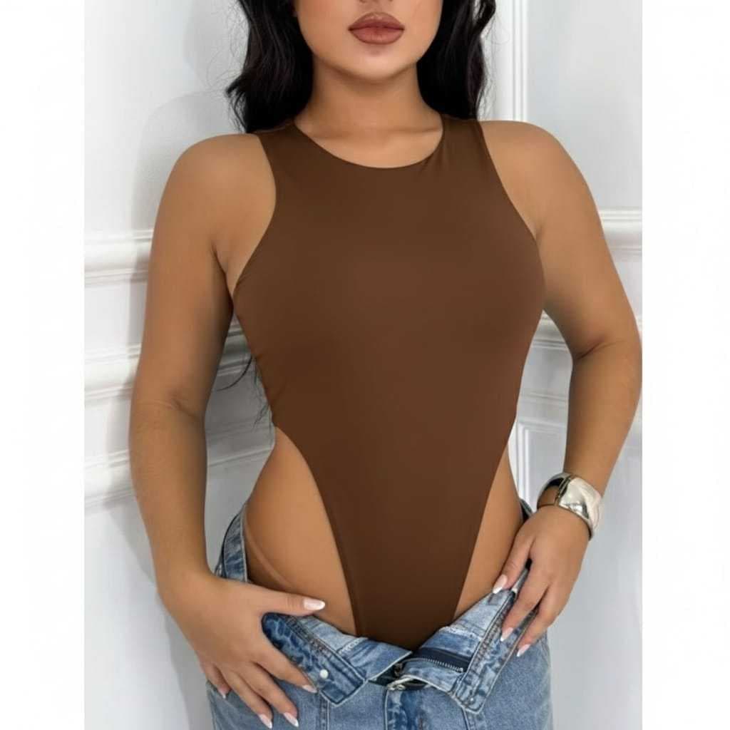 Body Cavado Brilhante feminino Asa Delta Regata Feminino Collant Balada Bori bory.