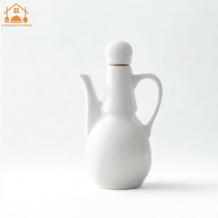 Porta Galheteiro Azeite ou Vinagre Porcelana Branco 200ml