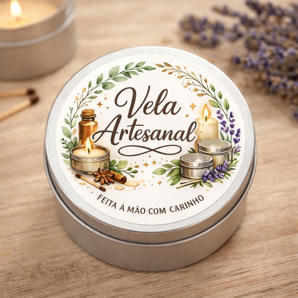 Adesivo Redondo para Vela Artesanal – 4,5 cm | Pronta Entrega