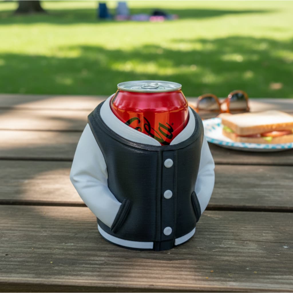Suporte de Lata 350ml Decorativo Estilo Jaqueta Moletom Roupão - Porta Latas Colecionável
