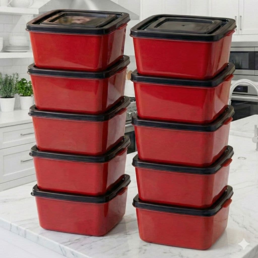 10 POTES MARMITINHA QUADRADA 1 LITRO HERMETICA RESISTENTE E LIVRE DE BPA FREE