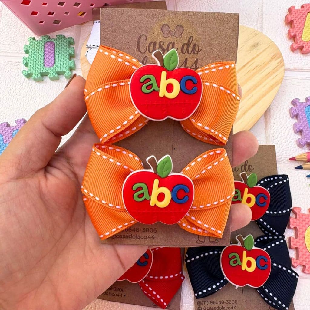 Laços de Cabelo Infantil Escolar Laranja