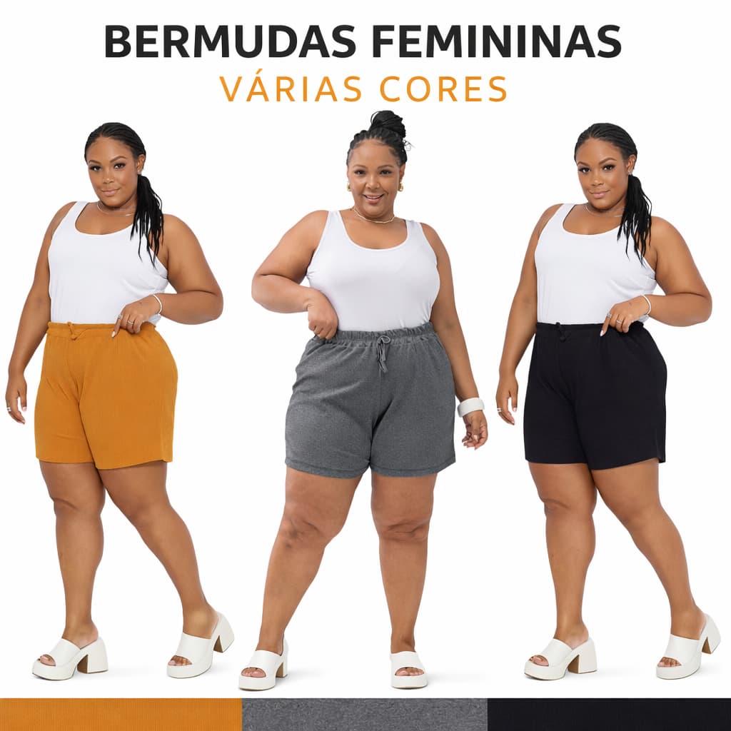 Bermuda Feminina Plus Size Canelado