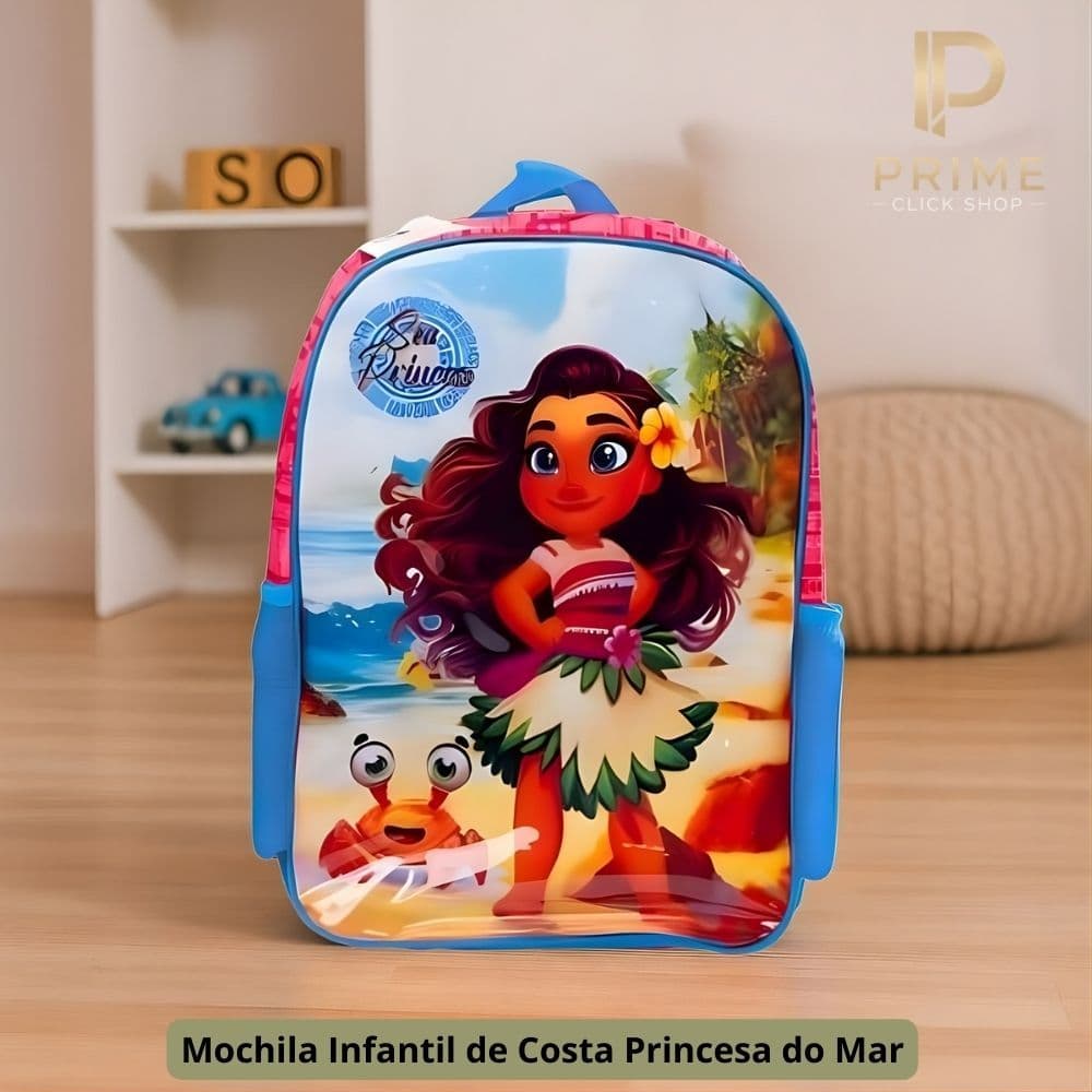 Mochila Infantil Princesa Mar Ajustavel Escolares Escolar Feminina Menina Colorida Sortida Personagem Marinha