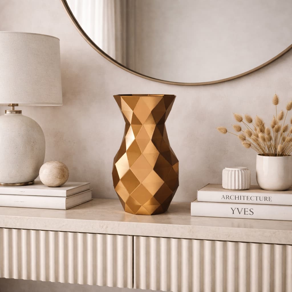 Vaso Decorativo Low Poly Geométrico  - Cachepot Moderno  Estilo Minimalista Luxo 3D