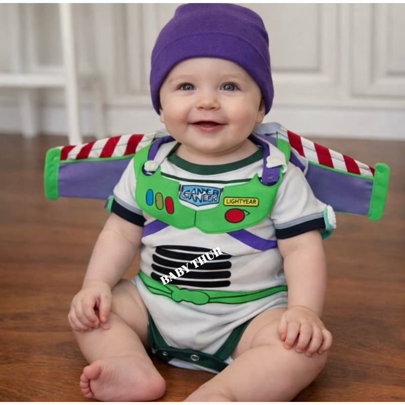 Body Temático Buzz Lightyear Toy Story Suedine 100% Algodão - Mêsversário / Personagem