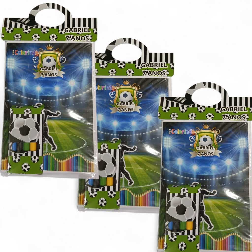 Kit Revistinha Livrinhos de Colorir e Giz de Cera Personalizados - FESTA E LEMBRANCINHAS- FUTEBOL COPA