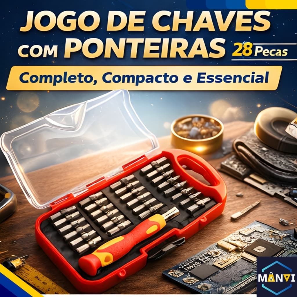 Jogo Chaves Ponteiras 28 Peças Bits Aço Parafusar Estojo Manutenção Reparo Eletrônico Computador