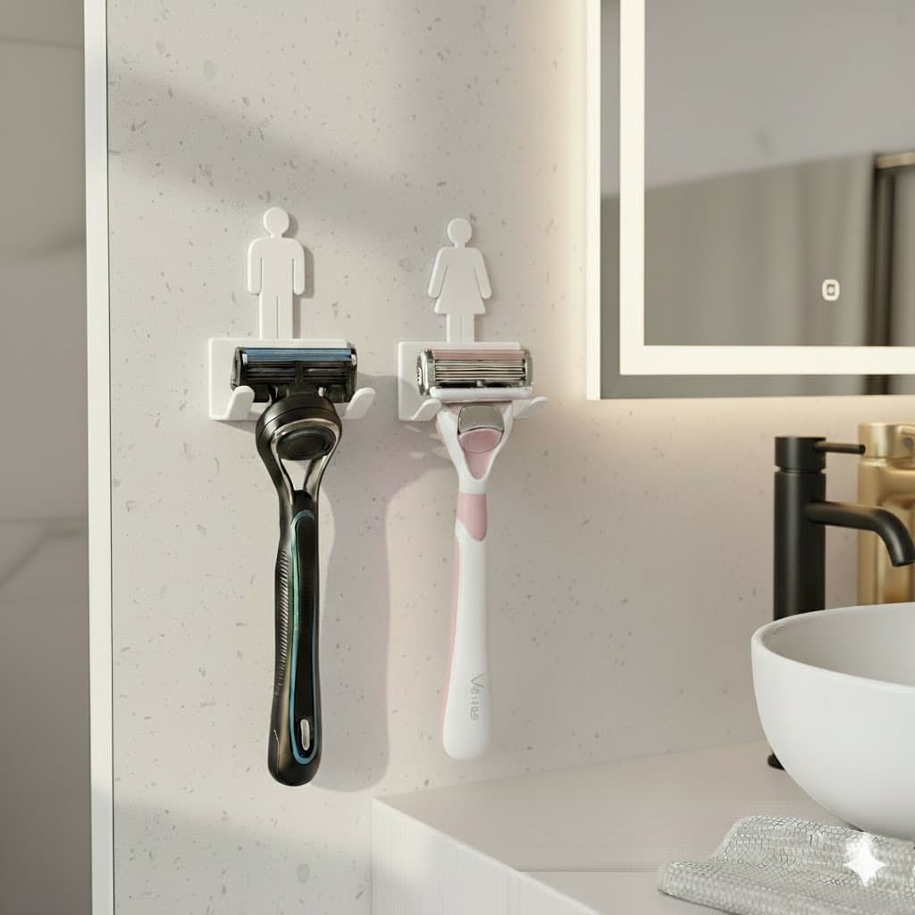 Organizador Para Banheiro de Gillette Gilete Lamina Masculino e Feminino Suporte Com Fita 3M
