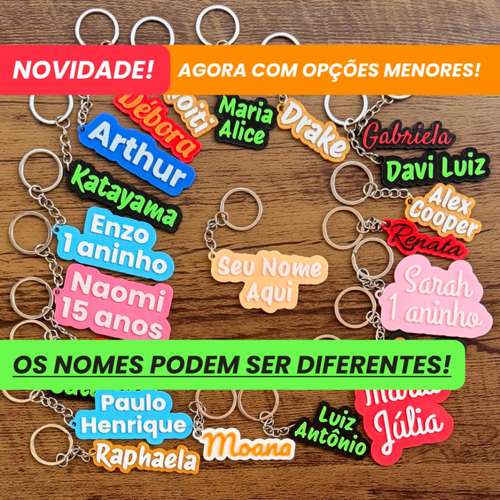 Chaveiros Personalizados Escolha sua Fonte e Cores Mimo, Presente, Lembrancinha