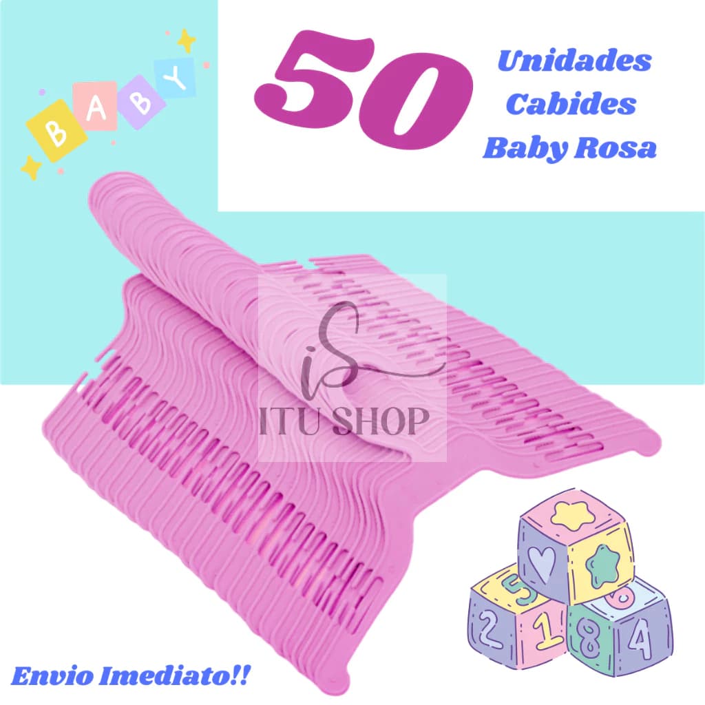 50 Cabides Bebê Guarda Roupa Infantil! - Rosa