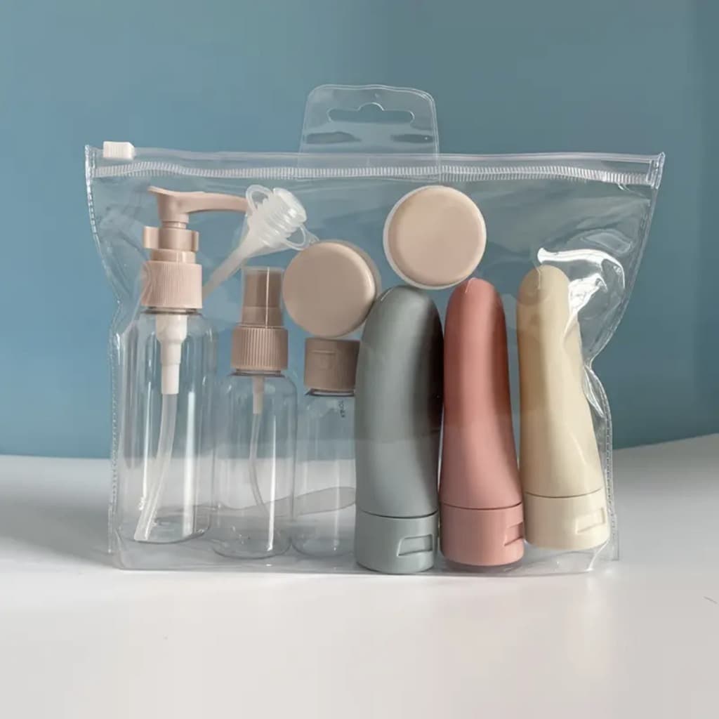 Kit com 11 Frascos de Viagem para Shampoo, Condicionador e Cremes-S1