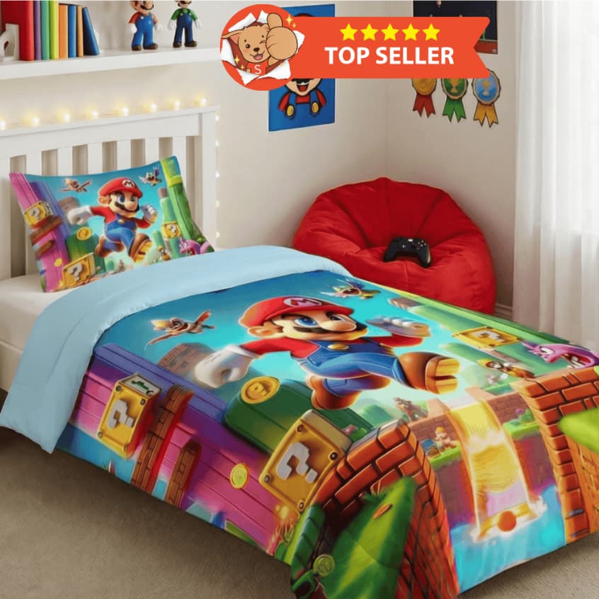 Kit Edredom Solteiro Infantil 2 Peças Dupla Face 400 Fios Estampado Encorpado Grosso PREMIUM