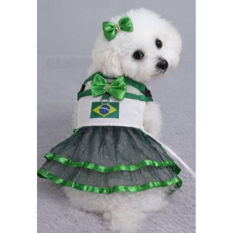 COLEIRA VESTIDO BRASIL PET FÊMEA PORTE PEQUENO E MEDIO