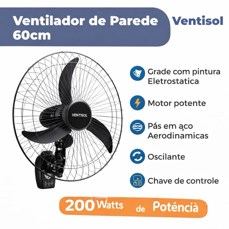 ventilador oscilante parede 60cm  bivolt ventisol 127/220v