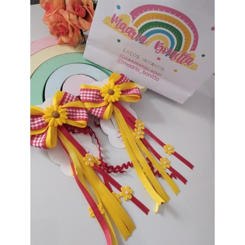 1 parzinho de laço junino, laço de menina, laço de festa junina, laço xadrez.