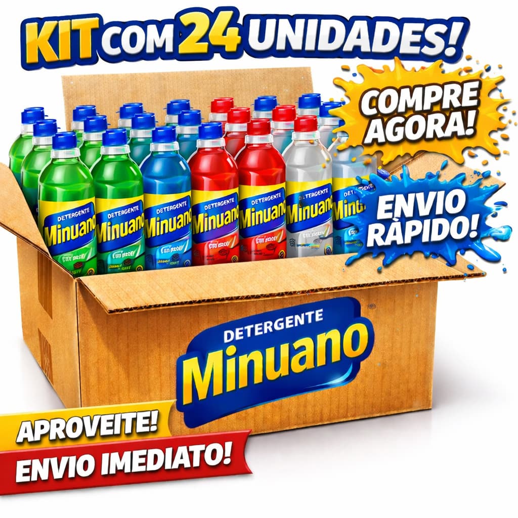 Caixa 6,12 ou 24 Detergente Minuano 500ml Alto Rendimento Limpeza Pesada - Compre Detergente Minuano