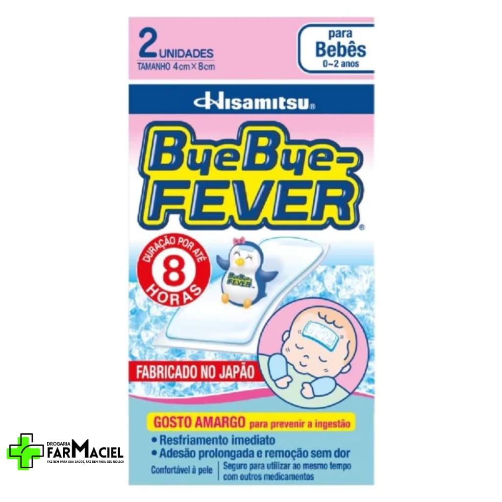 Adesivo Bye Bye Fever para Bebês 0~2 anos com 2 unidades - Adesivo para Alívio da Febre
