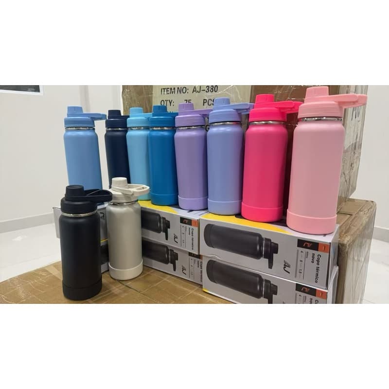 Garrafa 500ml kit 6/10/ Térmica Aço Inox com Base da Mesma Cor