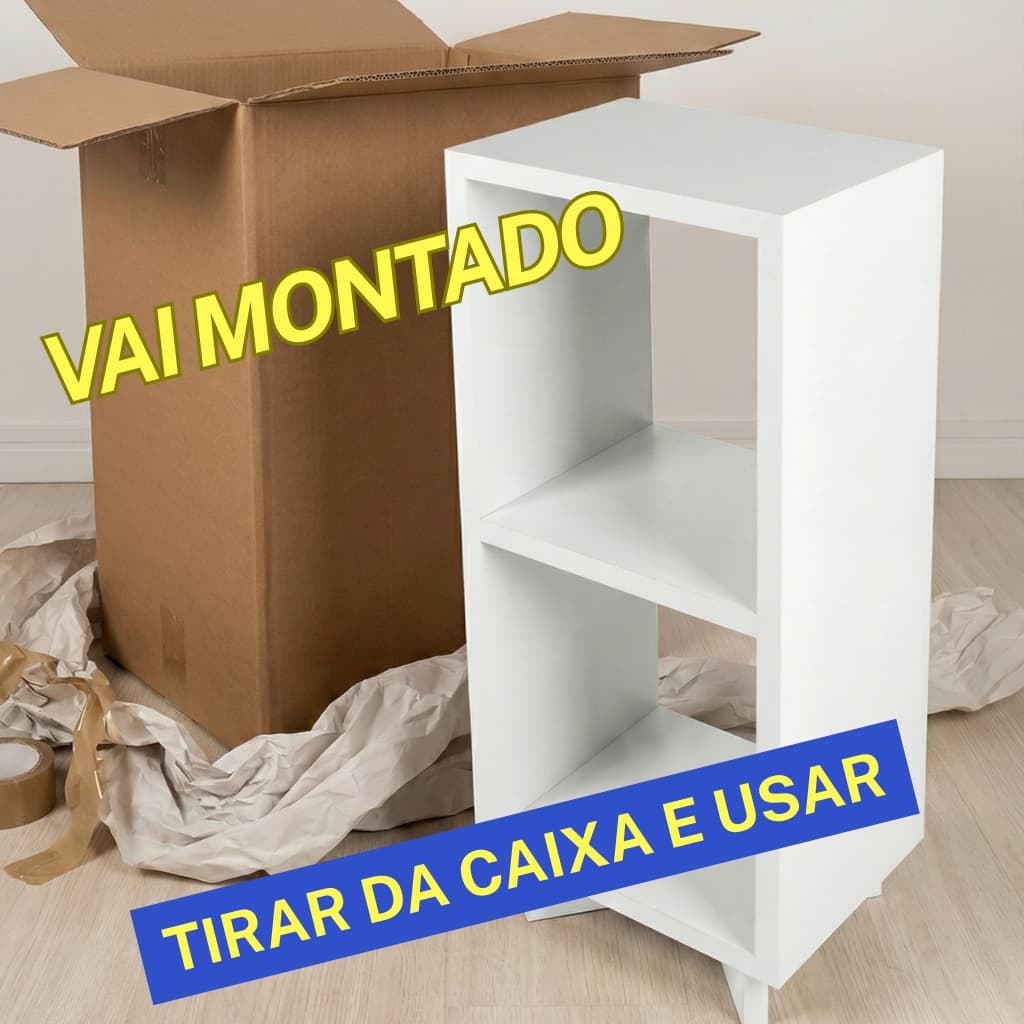 Mesa de Cabeceira De Cama Para Quarto Sem Gaveta MDF Envio Montado Branco Preto e Madeirado