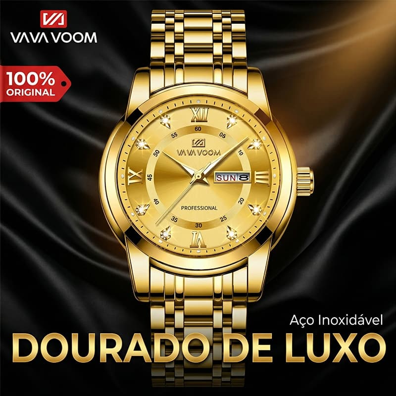 Relógio Masculino VAVA VOOM 2394 Aço Inoxidável Original Luxo Calendário Pronta Entrega