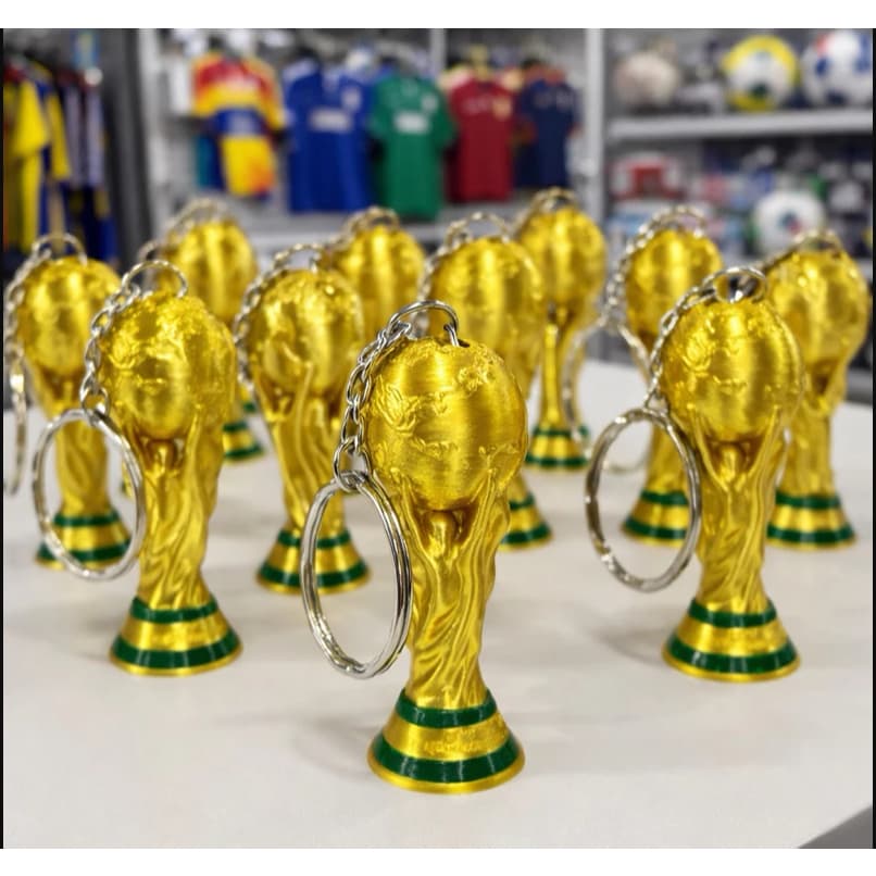 Kit Chaveiro Troféu Copa do Mundo Lembrancinha Presente Colecionável Premium Taça Futebol