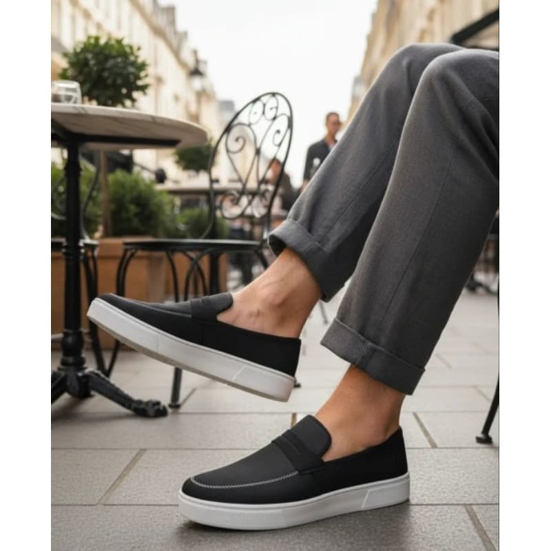 sapato tênis mocassim Oxford casual preto