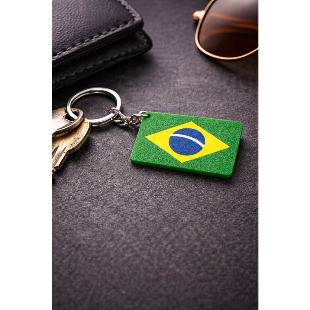 Chaveiro Bandeira do Brasil Decorativo Impresso em 3D