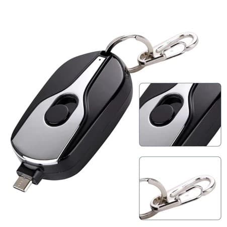 Chaveiro Carregador Power Bank Portátil Tipo C Emergencial 1500mah