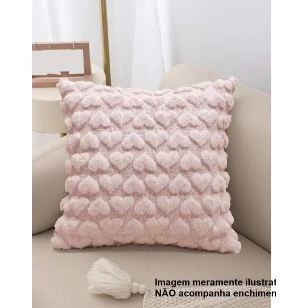 kit com duas capas de almofada rosa  45x45 Peluda Pelo Curto