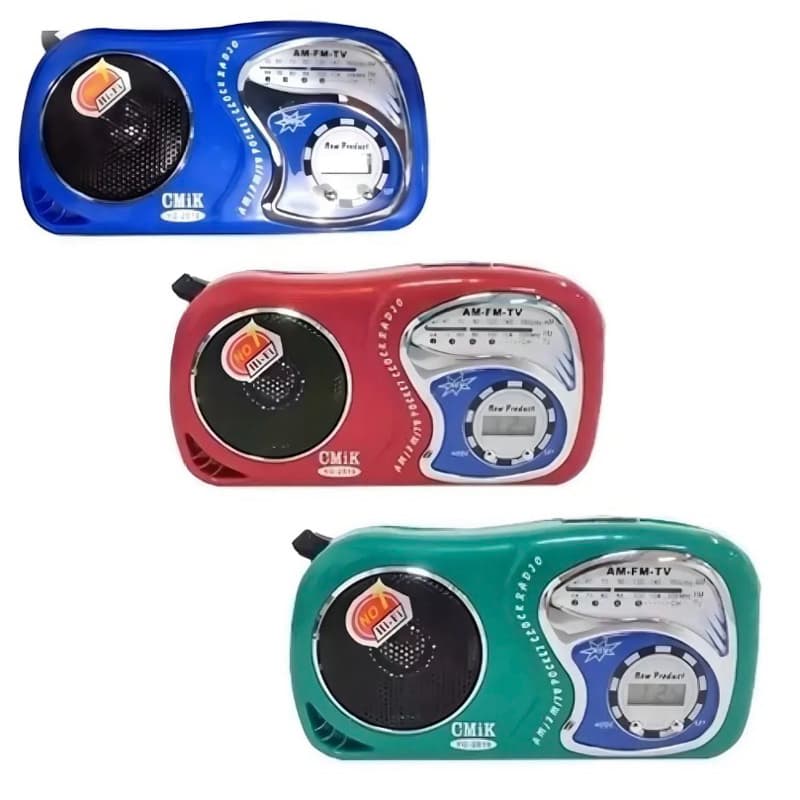 Mini Rádio Relógio Fm rádio portátil a pilha retro rádio de bolso