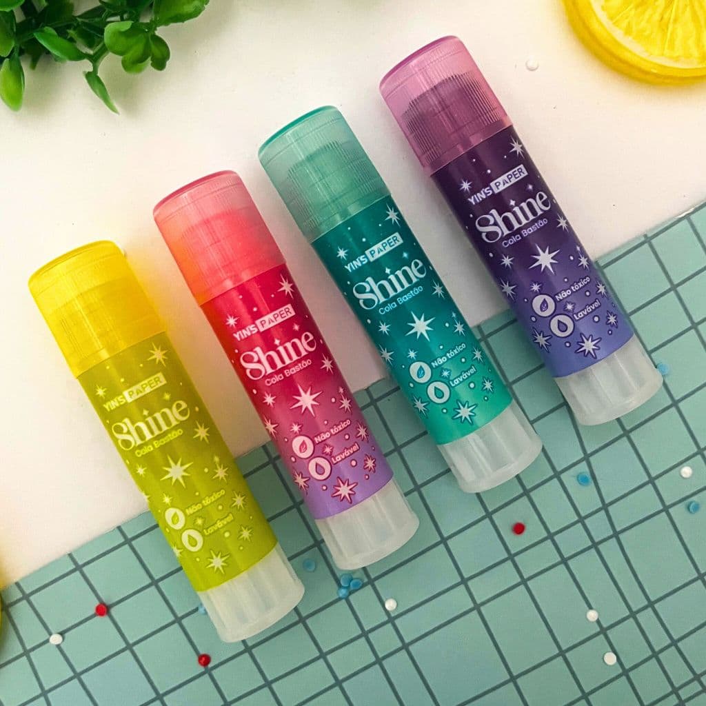 Cola Branca em Bastão 9g Colorida Shine com Glitter - Yin's